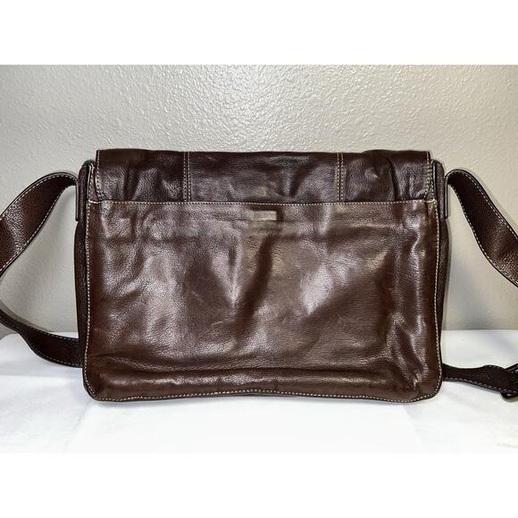Cole Haan Brown Leather Briefcase Laptop Computer Bag - Picture 4 of 14